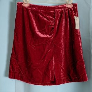 NWT Anthropologie Small 6P Crushed Velvet Mini Skirt Raspberry Red MSRP $118